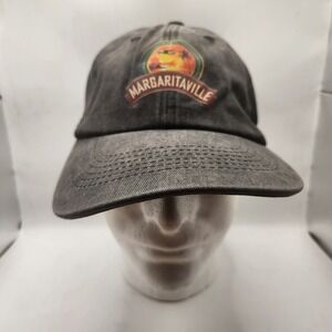 Margaritaville Mens Washed Black Graphic Logo Dad Hat Adjustable Strapback Cap